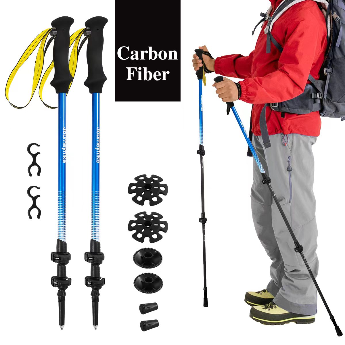 Trekking Pole Carbon - 옐로우 3K 카본 파이버 트레킹 폴,