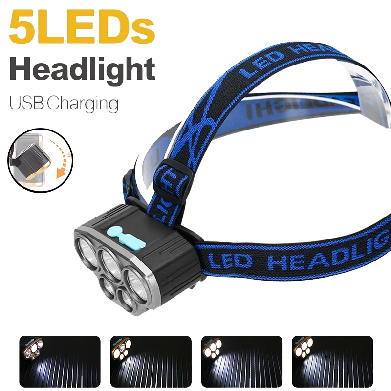 Headlamp Waterproof Rechargeable - 충전식 5 LED 헤드라이트 매우 밝은