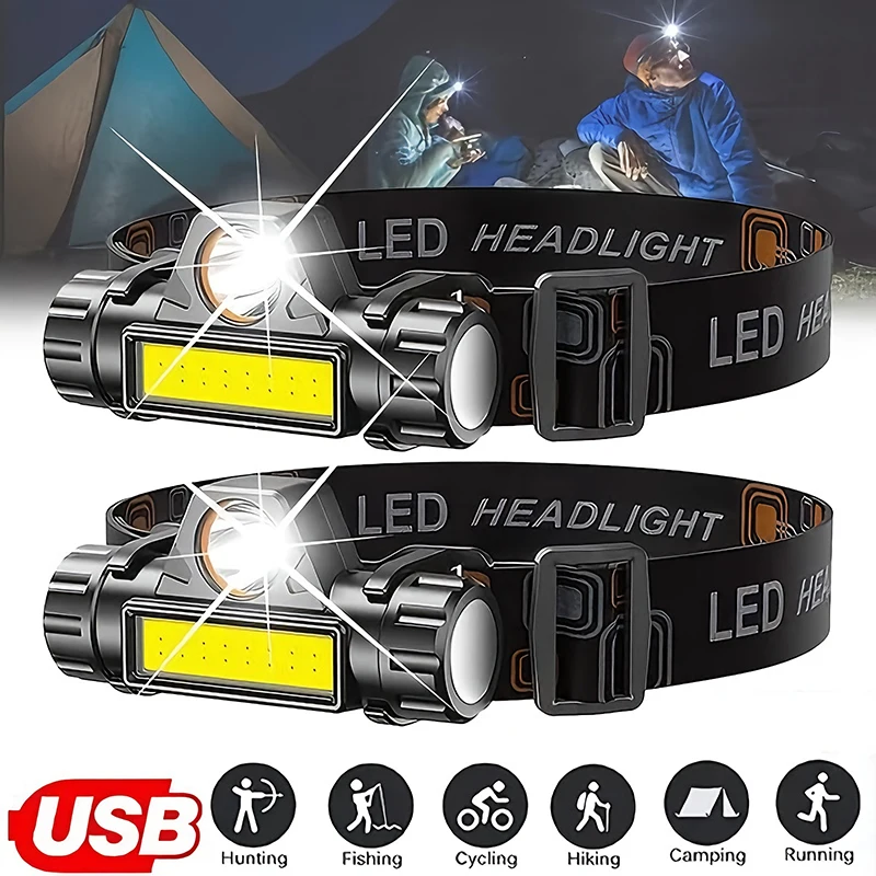 Headlamp Waterproof Rechargeable - 충전식 COB LED USB 헤드램프 강력한
