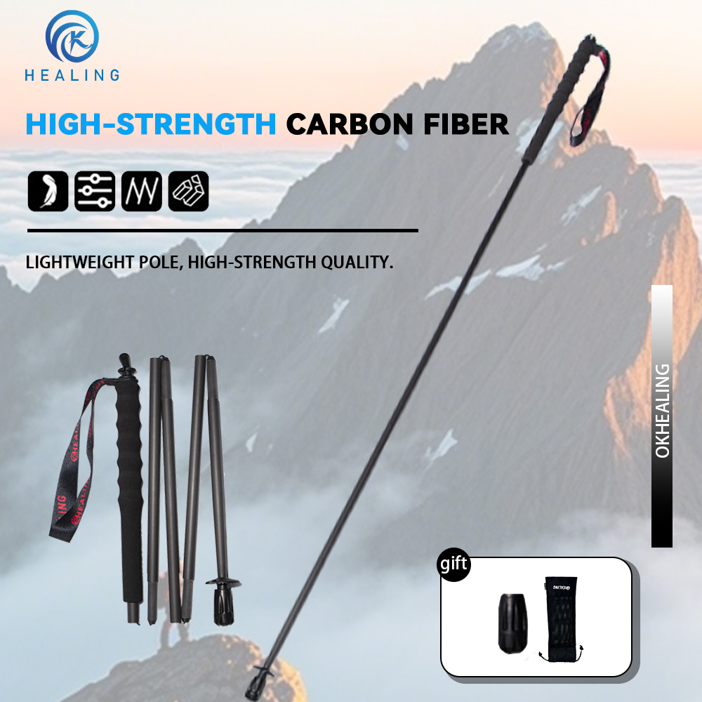 Trekking Pole Carbon - OKHEALING 110g 초경량 5단 접이식 카본