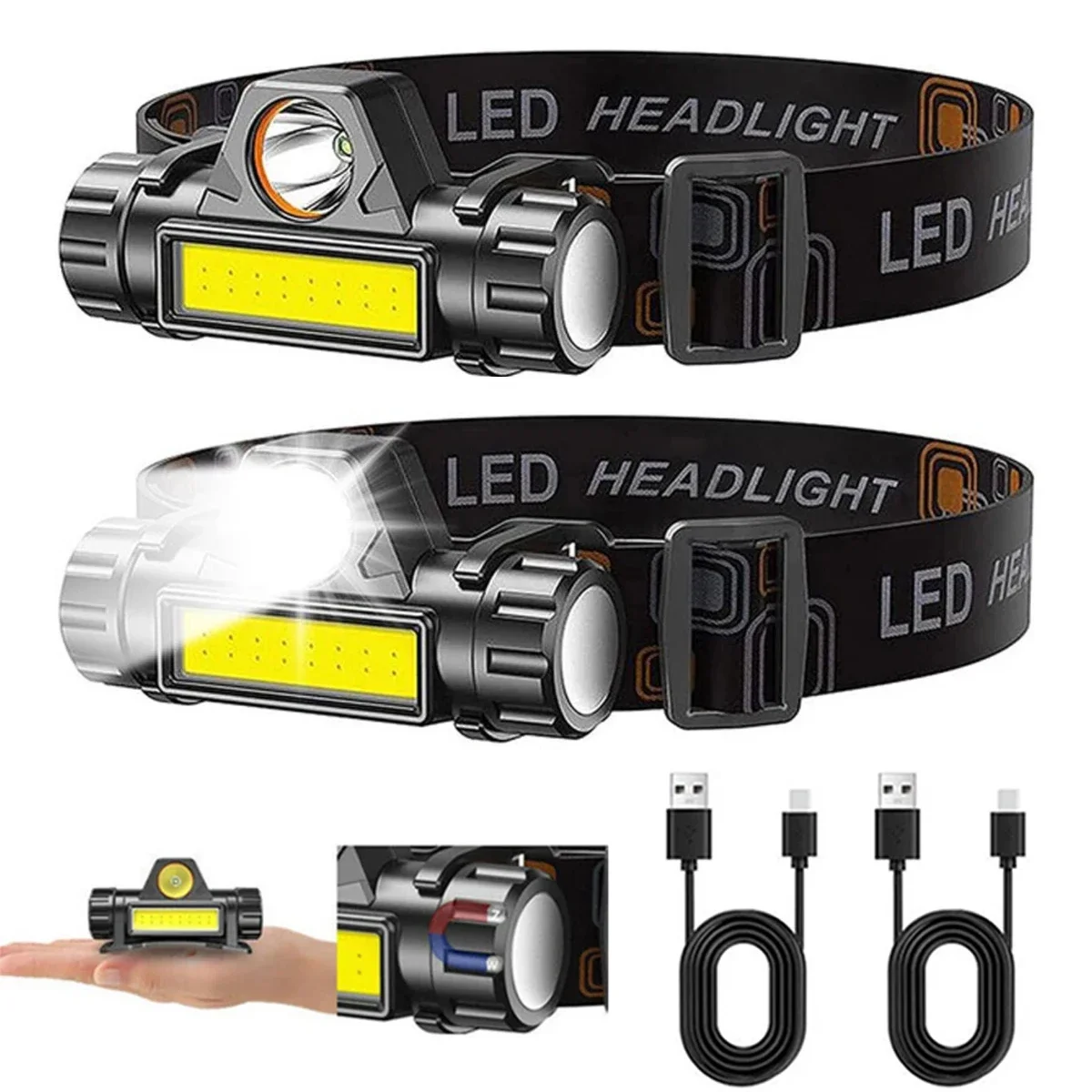 Headlamp Waterproof Rechargeable - 1-3PCS 충전식 COB LED 전조등 강력한