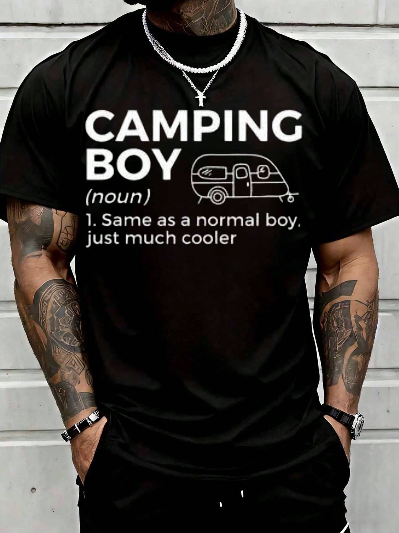 Outdoor Adventure Boys - 캠핑보이 정의 재미있는 캠퍼밴 그래픽 티셔츠
