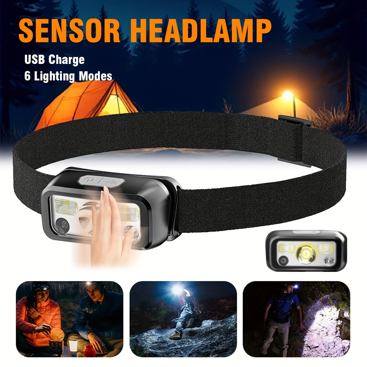 강력한 COB LED 센서 헤드램프 USB 충전식 헤드 - Headlamp Waterproof Rechargeable 리뷰 및 가격