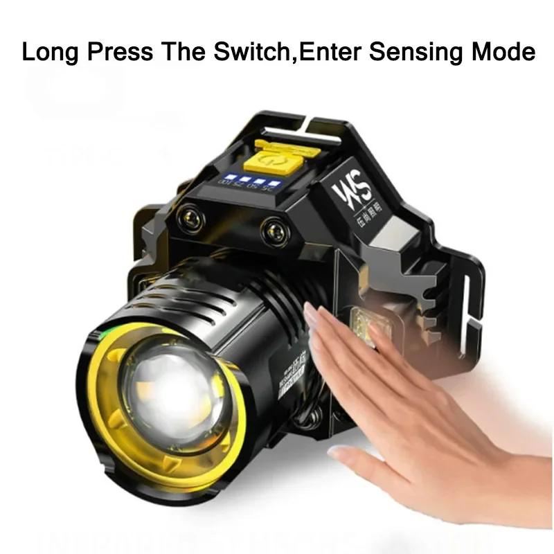 충전식 강력 LED 헤드램프, 텔레스코픽 줌 가능 센서 - Headlamp Waterproof Rechargeable 리뷰 및 가격