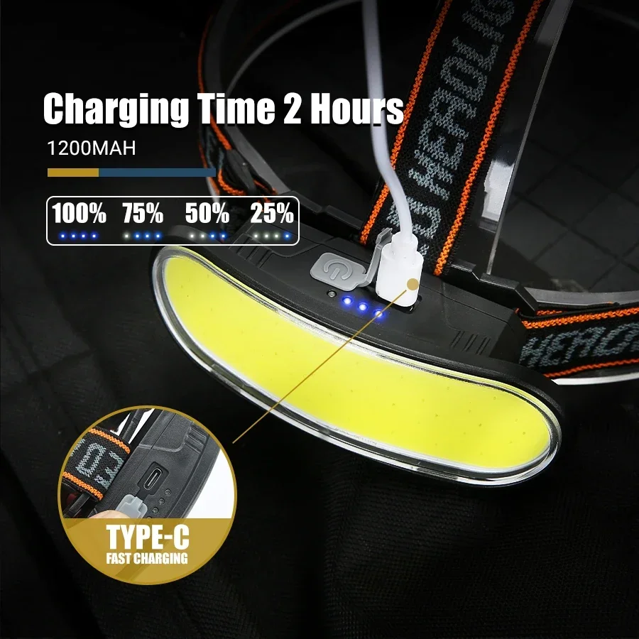 강력한 COB LED 헤드램프 Type-c 충전식 휴대 - Headlamp Waterproof Rechargeable 리뷰 및 가격