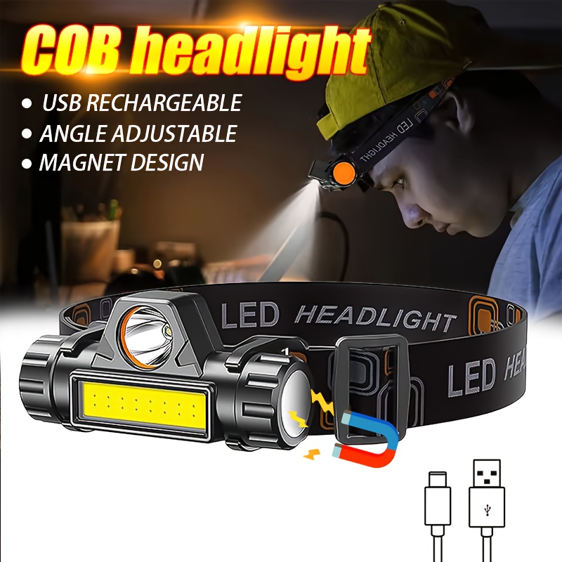 슈퍼 브라이트 충전식 COB LED 헤드램프 자석 US - Headlamp Waterproof Rechargeable 리뷰 및 가격